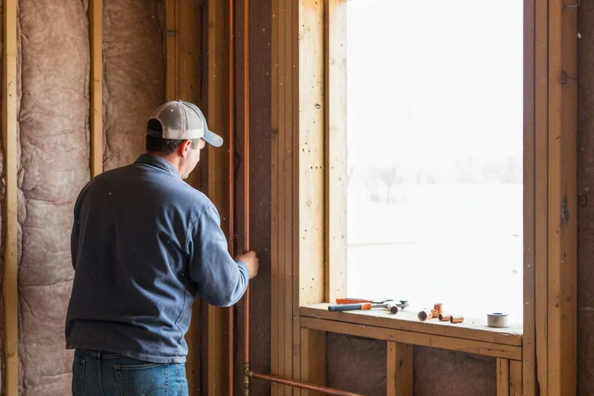 Licensed plumber running new copper supply lines in a Rushville home