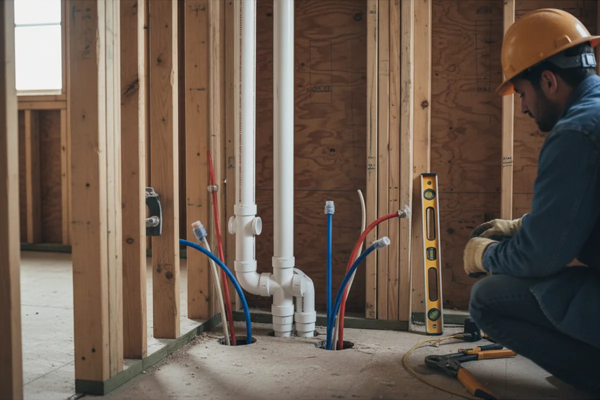 Drain and supply rough-in during Drain Cleaning in Rushville